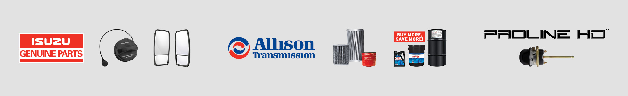 Photo of Isuzu, Allison Transmission, and Proline parts.